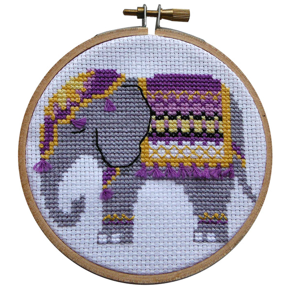 Mini Elephant Round Cross Stitch Kit By Make It MIM.016