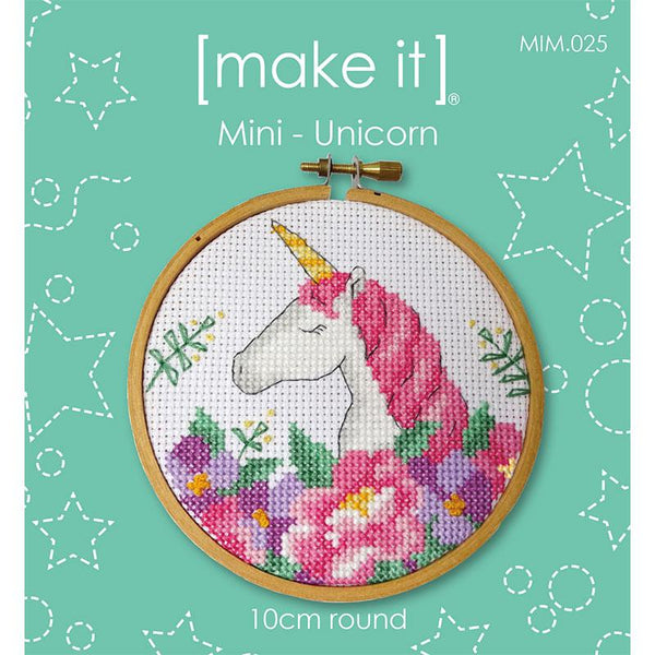 Mini Unicorn Round Cross Stitch Kit by Make It MIM.025