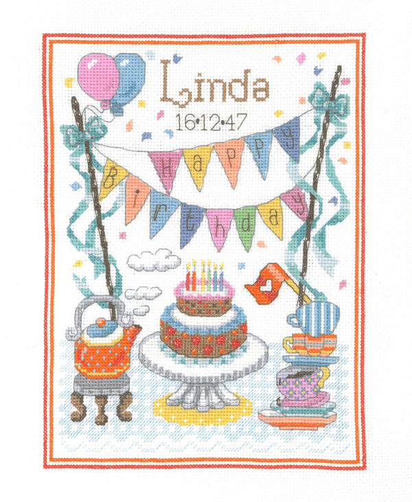 Birthday Tea Sampler Cross Stitch Kit by My Cross Stitch MPCS06