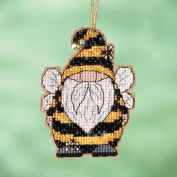 Bee Gnome Garden Gnomes Charmed Ornaments Beaded Cross Stitch Kit MH16-2211 by Mill Hill