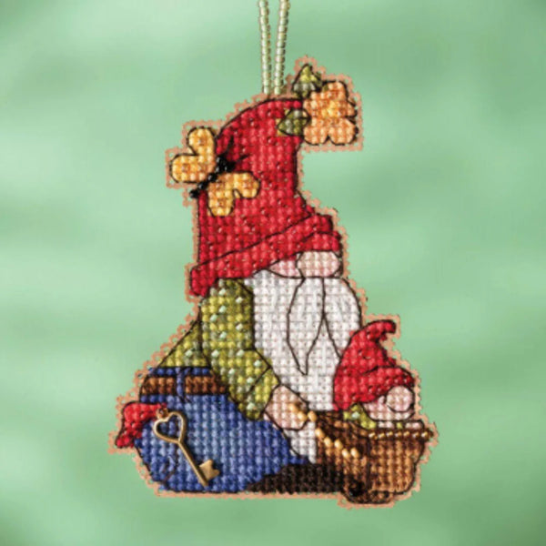 Wheelbarrow Gnome Garden Gnomes Charmed Ornaments Beaded Cross Stitch Kit MH16-2212 by Mill Hill