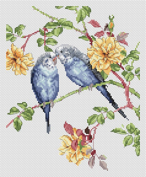 Budgie Love Cross Stitch Kit by My Cross Stitch NWCS03