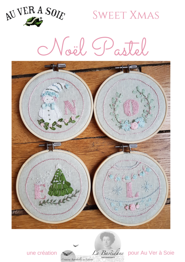 Sweet Xmas Embroidery Kit by Au Ver A Soie (Noel Pastel)