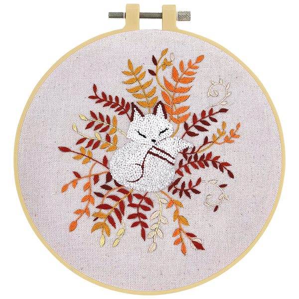 Flower Fox Embroidery Kit with 15cm Hoop by Make it