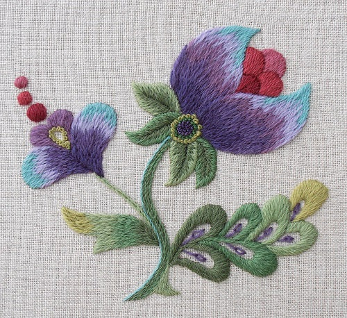 Purple Grace - Crewel Embroidery Kit by Anna Scott