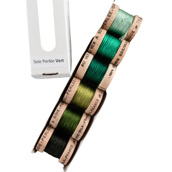 Au Ver a Soie - Soie Perlée Pack (16m Reels) 6 Shades of Green