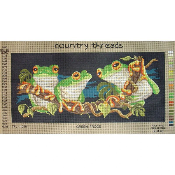 Green Frogs TFJ-1010 - Tapestry Canvas by Country Threads