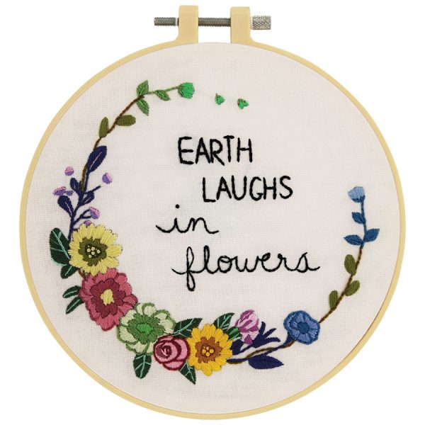 Slogan Embroidery Kit with 15cm Hoop by Make it