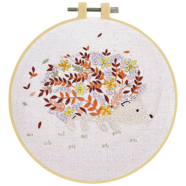Floral Hedgehog Embroidery Kit with 15cm Hoop by Make it