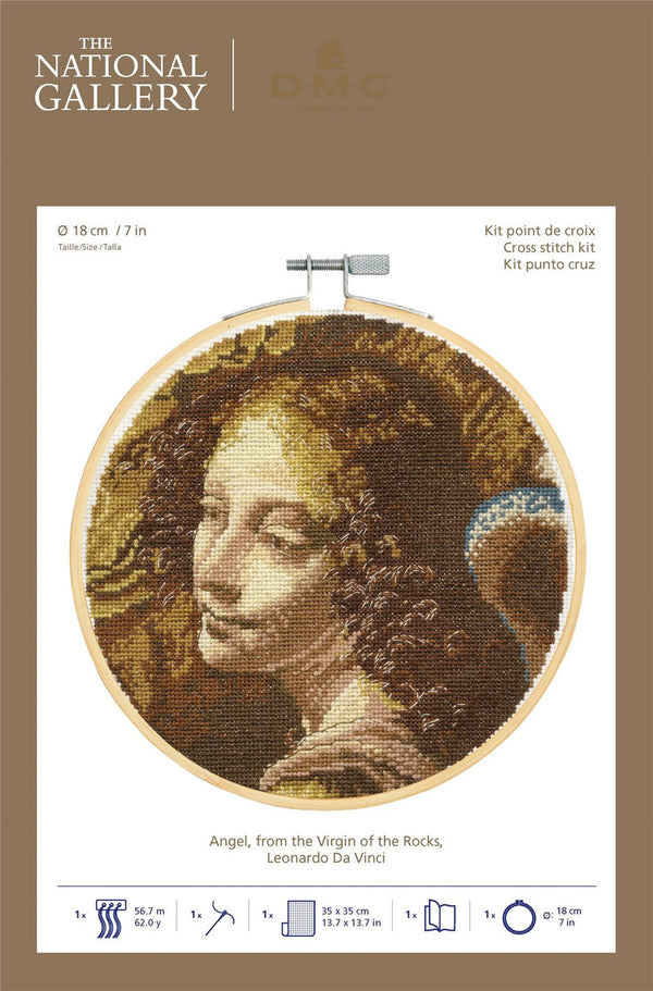 Angel, from the Virgin of the Rocks, Leonardo Da Vinci - The National Gallery - Cross Stitch Kit by DMC