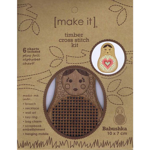 Babushka Timber Shape Cross Stitch Kit by Make IT