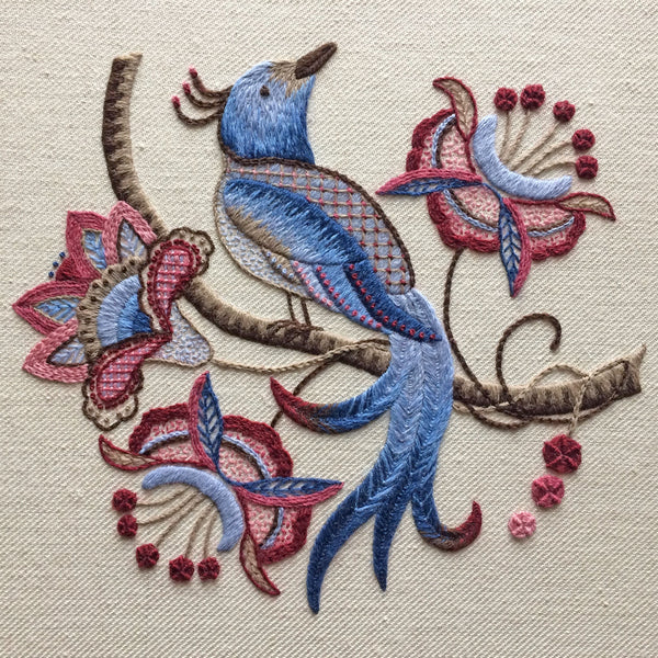 Crewel Work Bird Of Paradise Hand Embroidery Kit - The Bluebird Embroidery Co.