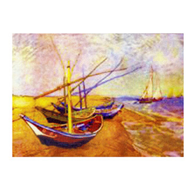 Boats of Saintes-Maries  - Tapestry Canvas by Collection D'Art 14283