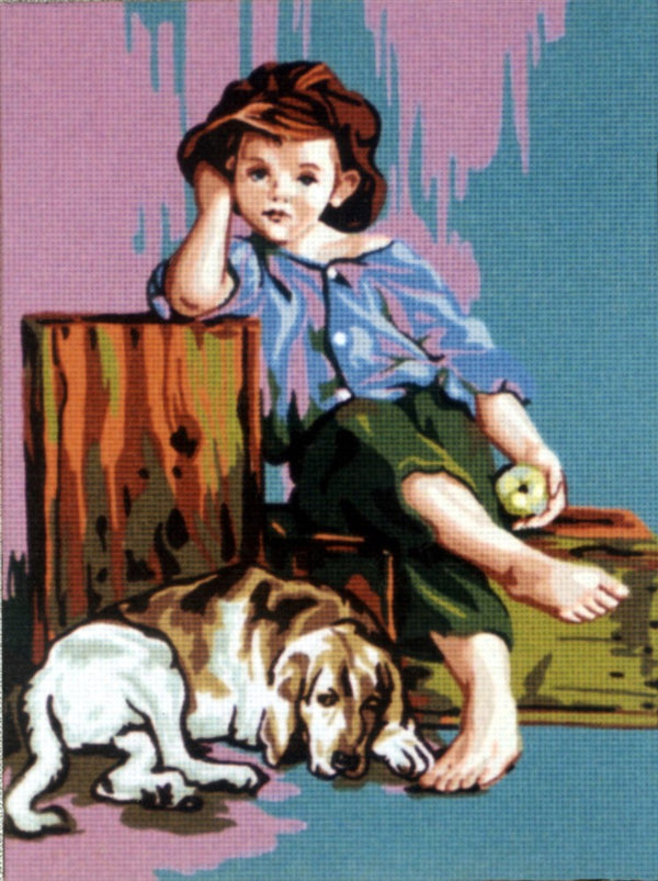 Boy with a Dog Tapestry Canvas by Gobelin 40.101