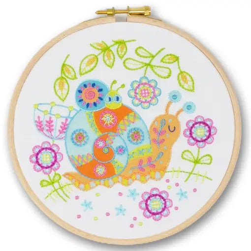 Floral Snail Embroidery Kit by My Cross Stitch DJE12