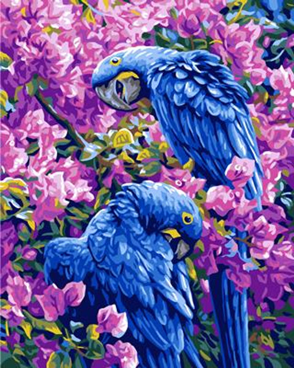 Blue Parrots -  Tapestry Canvas by Grafitec 11882