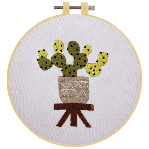 Cactus Pot Embroidery Kit with 15cm Hoop by Make it