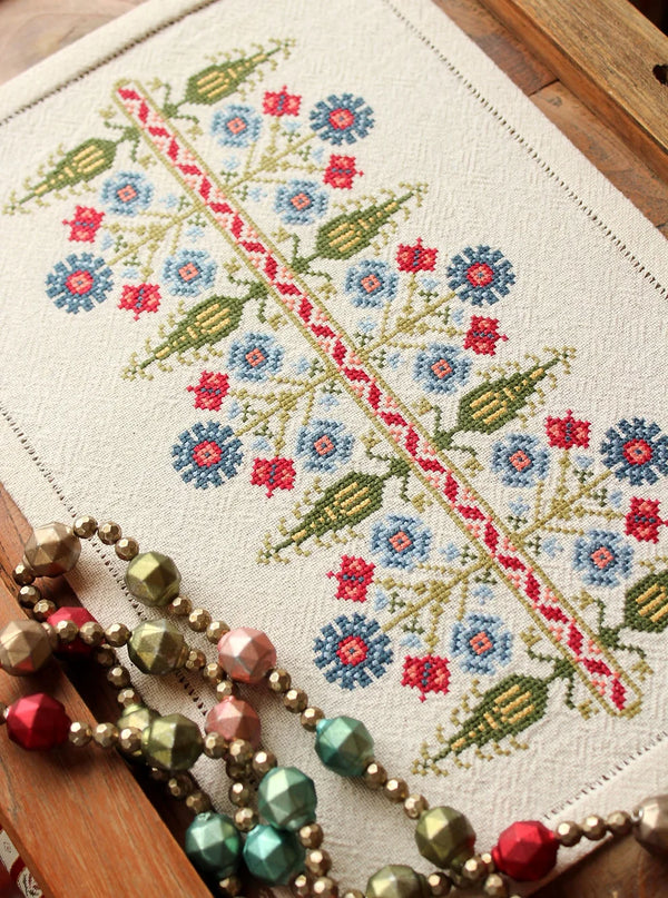 Delphian Cornflower Cross Stitch Kit by Avlea Folk Embroidery