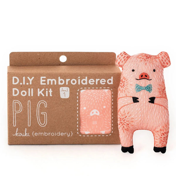 Pig D.I.Y Embroidered Doll Kit by Kiriki Press