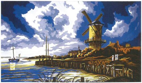 Windmill -  Tapestry Canvas by Collection D'Art 11568