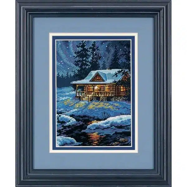 Moonlit Cabin Petites Cross Stitch Kit 65007 Gold Collection by Dimensions