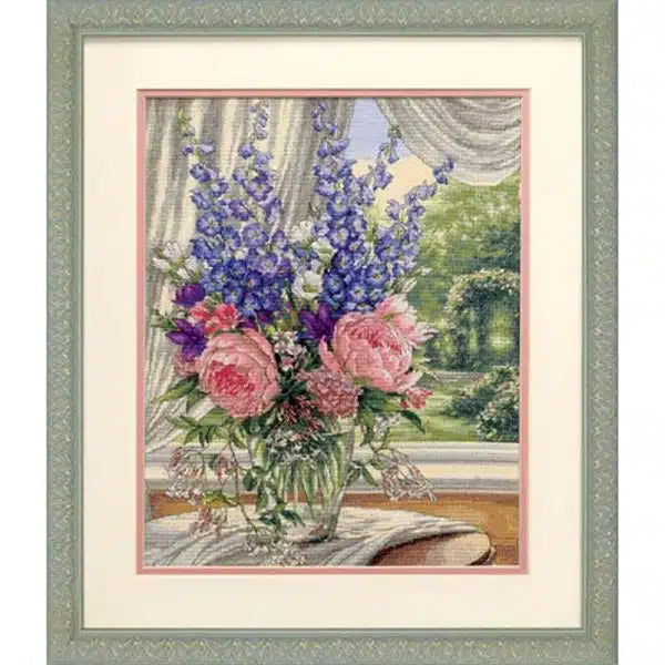 Peonies & Delphiniums Cross Stitch Kit 35257 Gold Collection by Dimensions