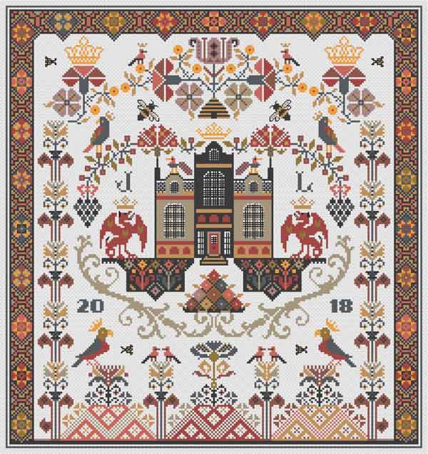 Dragon Hall Pattern by Long Dog Samplers