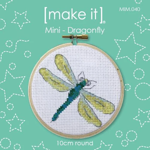 Mini Dragonfly Round Cross Stitch Kit by Make It MIM.040