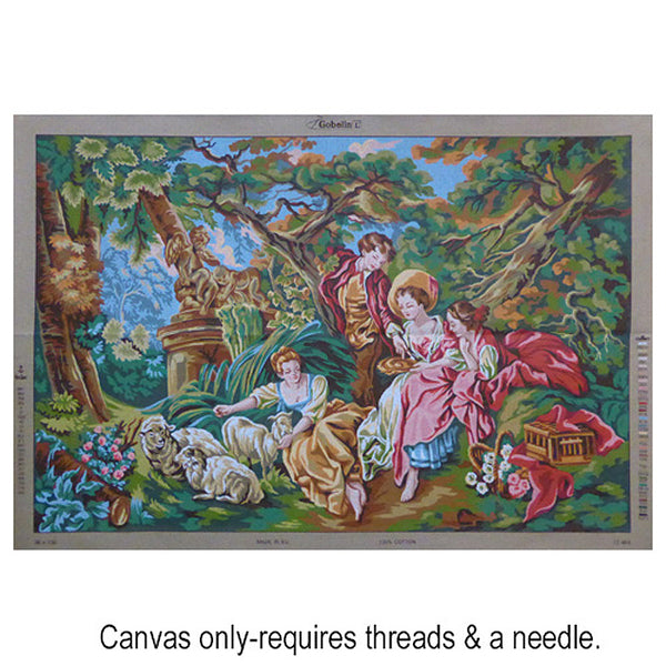 Young People with Animals -Tapestry Canvas by GobelinL 12.464