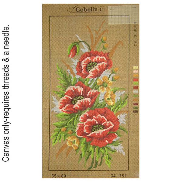 Poppies Flower - Tapestry Canvas by Gobelin 34.151