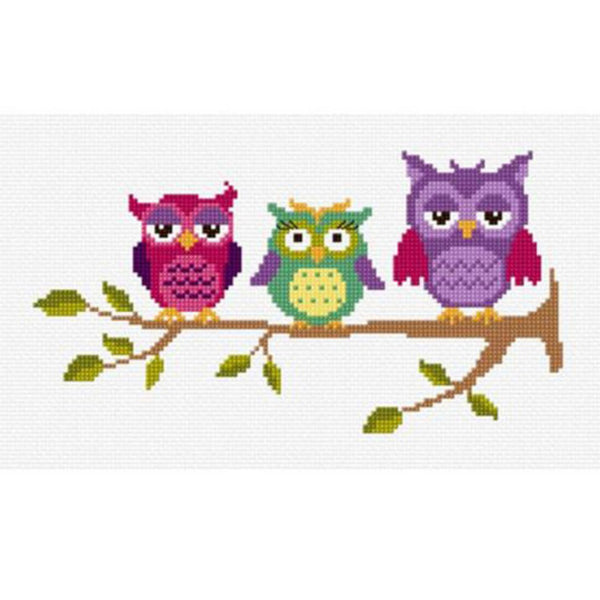 Three Perched Owls Cross Stitch Kit 577115 by DMC