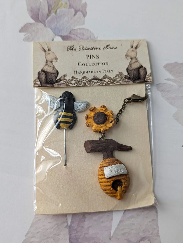 Beehive Fob and Bee Pin Set by The Primitive Hare