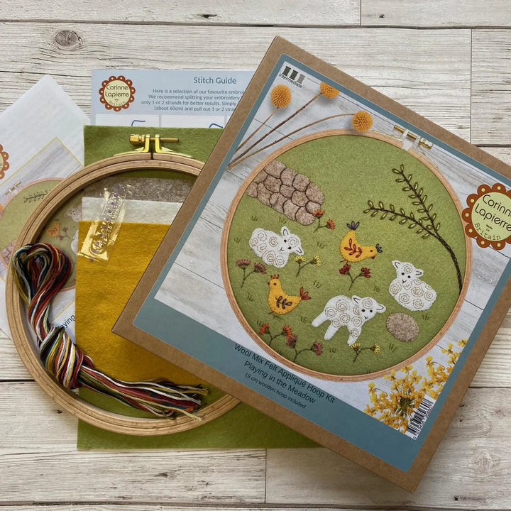 Playing in the Meadow - Wool Mix Felt Appliqué Hoop Kit by Corinne Lap ...