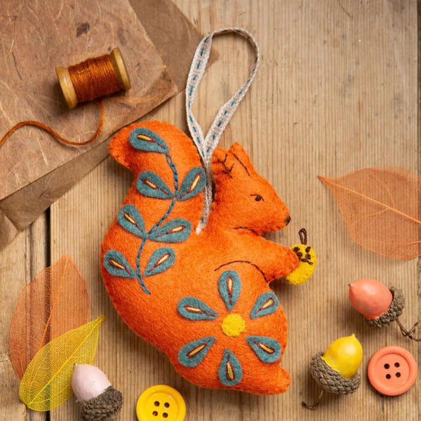 Folk Embroidered Squirrel - Wool Mix Felt Craft Kit by Corinne Lapierre