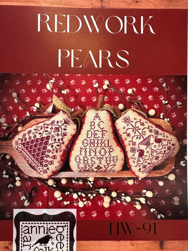 Redwork Pears NW-91 by Annie Beez Folk Art