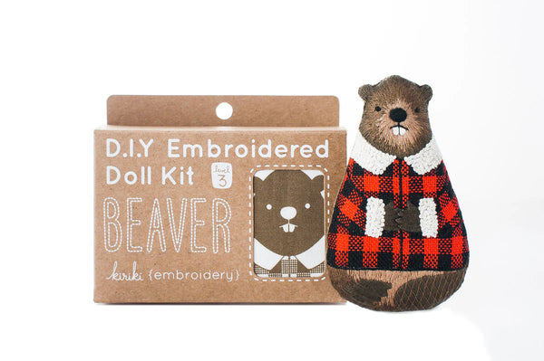 Beaver D.I.Y Embroidered Doll Kit by Kiriki Press