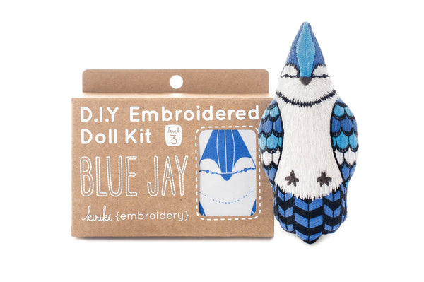 Blue Jay D.I.Y Embroidered Doll Kit by Kiriki Press