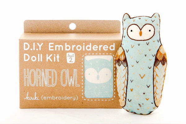 Horned Owl D.I.Y Embroidered Doll Kit by Kiriki Press