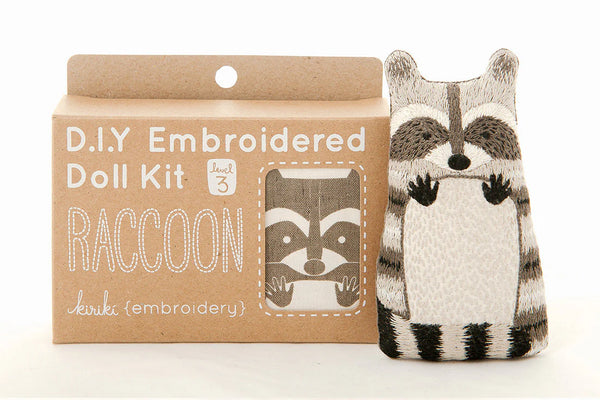 Raccoon D.I.Y Embroidered Doll Kit by Kiriki Press
