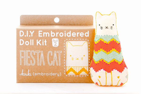 Fiesta Cat D.I.Y Embroidered Doll Kit by Kiriki Press