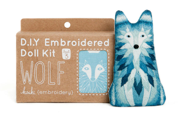 Wolf D.I.Y Embroidered Doll Kit by Kiriki Press