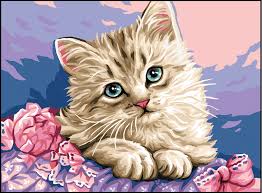 Kitten with Flowers -  Tapestry Canvas by Royal Paris 131 101