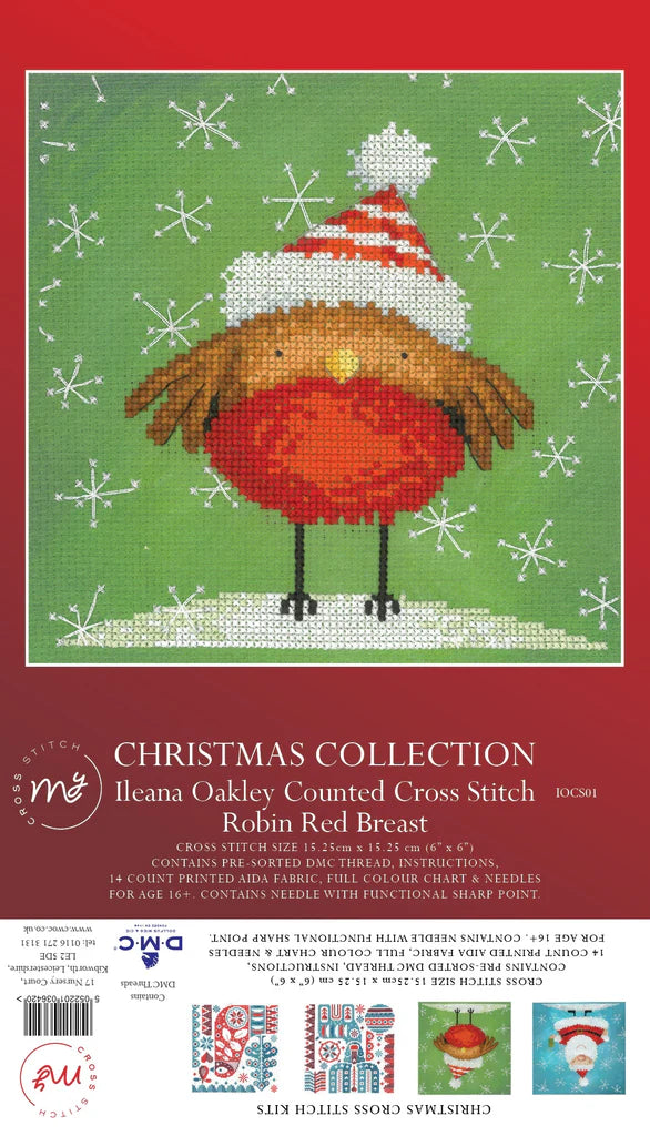 Robin Red Breast Cross Stitch Kit Christmas Collection by My Cross Stitch IOCS02