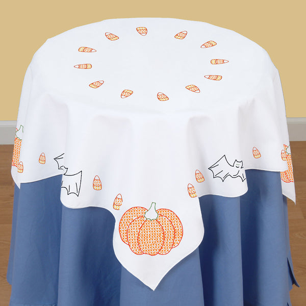 Halloween Table Topper Stamped Cross Stitch and Embroidery by JDNA 550-675