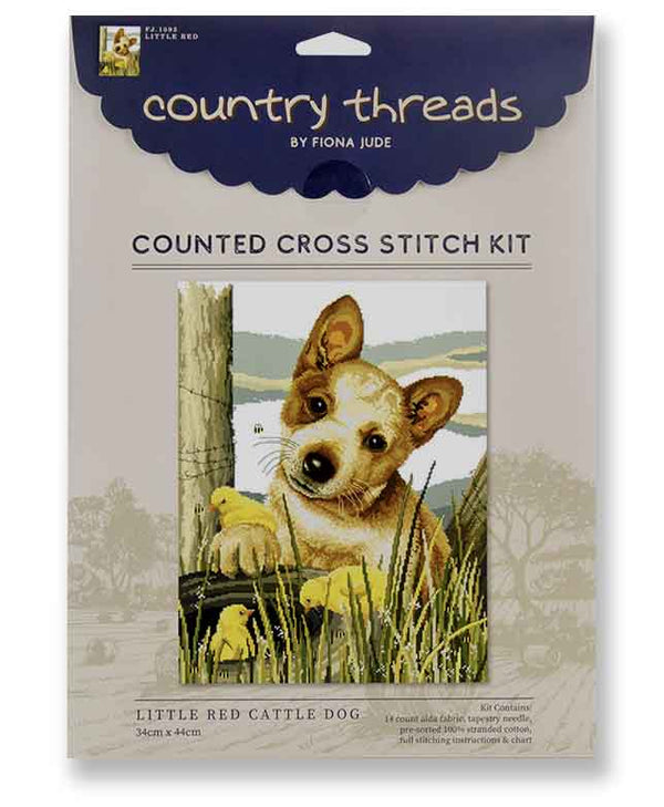 Little Red Cattle Dog Counted Cross Stitch Kit FJ.1092 by Country Threads
