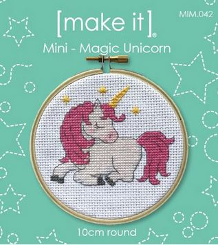 Mini Magic Unicorn Round Cross Stitch Kit by Make It