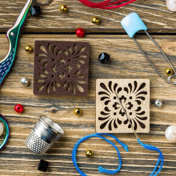 Square Flourish Magnetic Double Sided Needle Minder FLMH-057 by Wonderland Crafts