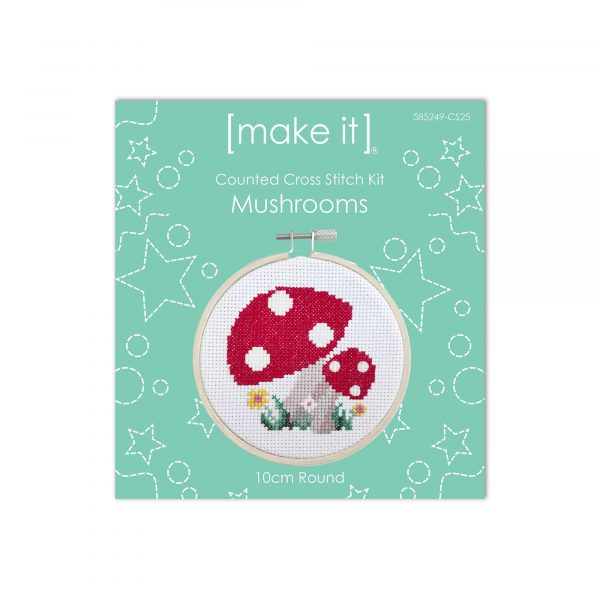 Mushroom Round Cross Stitch Kit by Make It 585249-CS25