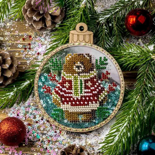Christmas Bear Beaded Christmas Decoration Kit FLPL-058 by Wonderland Crafts