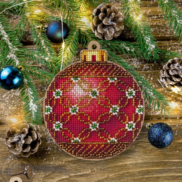 Red with Flowers Bauble Christmas Decoration Kit FLW-021 by Wonderland Crafts